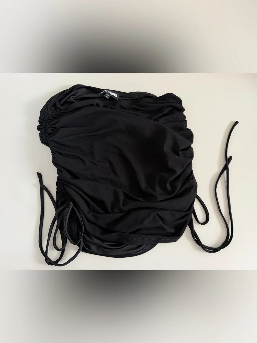 Strapless Black Ruched Mini 2 Piece